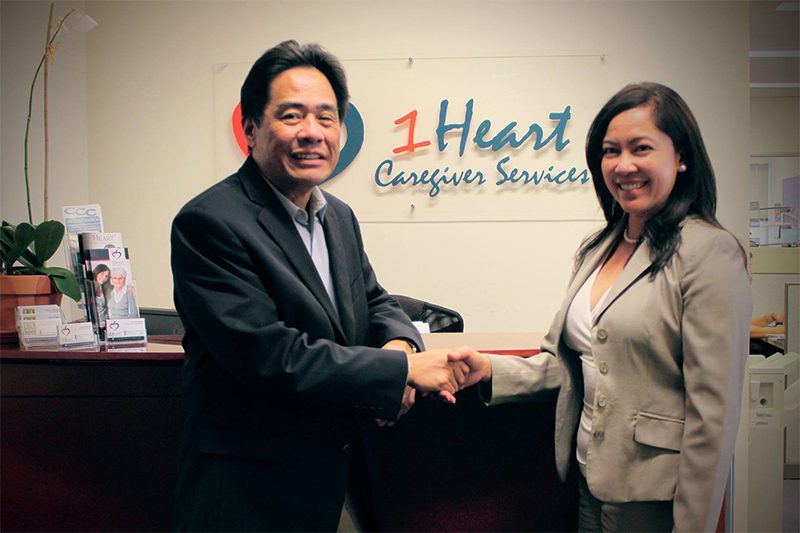 Mark Shieh being welcomed by Belina C. Nernberg to the 1Heart HQ