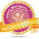 A yellow and pink badge for 'Caring Star Agency - Top Rated on Caring.com 2017'