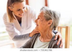 Health practitioner with senior woman